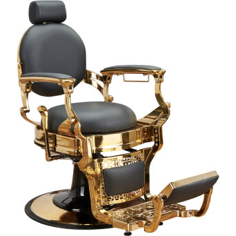 Ayala Solomon Gold Fotel barberski czarny, złota rama dostępny w 48h
