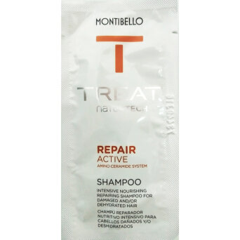 Montibello Treat NaturTech Repair Active, szampon odbudowujący do włosów zniszczonych, saszetka 8ml