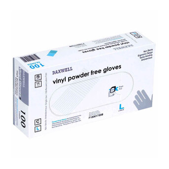 Daxwell Vinyl Rękawiczki bezpudrowe półprzeźroczyste rozmiary L, M 100szt.