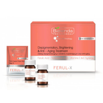 Bielenda Ferul-X set, zabieg depigmentacyjny o działaniu rozjaśniającym i anti-aging do twarzy, 5 zabiegów