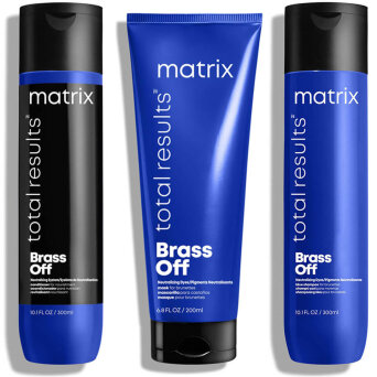 Matrix Total Results Brass Off - zestaw ochładzający kolor włosów szampon i odżywka 2x 300ml i maska 200ml