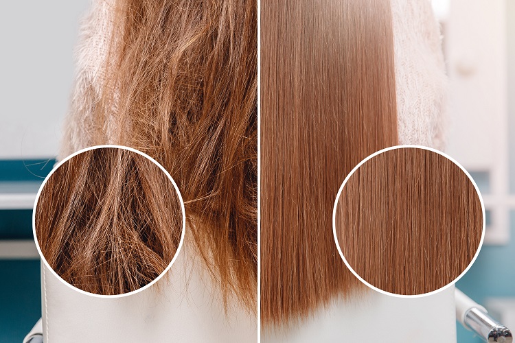 polerowanie włosów przed i po